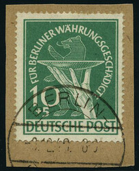 10+5 Pf. Währungsgeschädigte 1949 auf Briefstück mit dem ...